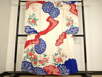 平和屋着物∵女の子 十三参り 子供 祝着 絞り 草花文 金彩 正絹 逸品 AABA1235ja