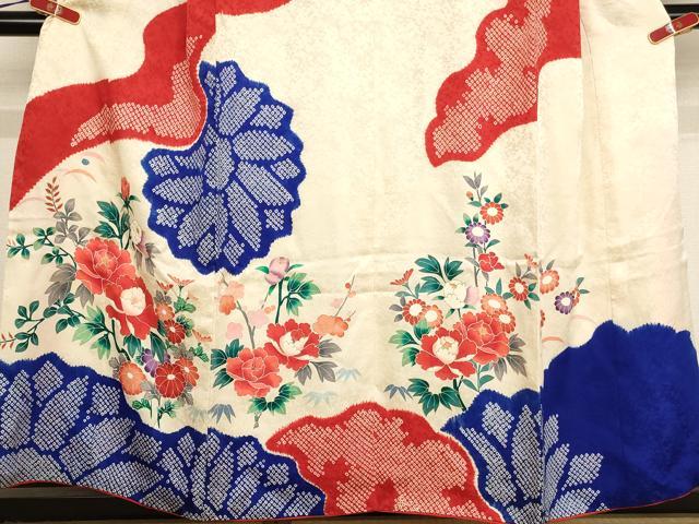 平和屋着物∵女の子 十三参り 子供 祝着 絞り 草花文 金彩 正絹 逸品 AABA1235ja