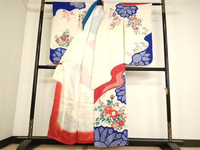 平和屋着物∵女の子 十三参り 子供 祝着 絞り 草花文 金彩 正絹 逸品 AABA1235ja