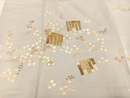 平和屋着物●訪問着　駒刺繍　黄金繭　流水枝花文　源氏香　金彩　正絹　逸品　AABA1253ph