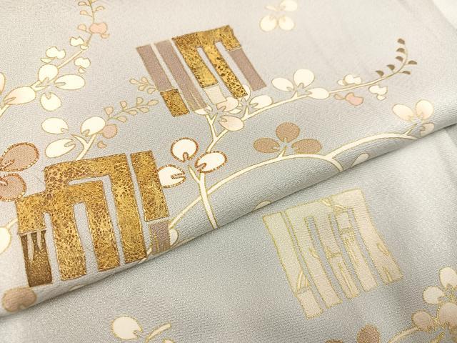 平和屋着物●訪問着　駒刺繍　黄金繭　流水枝花文　源氏香　金彩　正絹　逸品　AABA1253ph