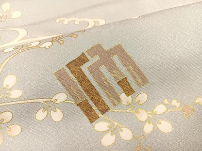 平和屋着物●訪問着　駒刺繍　黄金繭　流水枝花文　源氏香　金彩　正絹　逸品　AABA1253ph