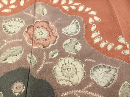 平和屋着物●訪問着　辻が花　絞り　真赭色　鈴乃屋扱い　正絹　逸品　AABA1255ph