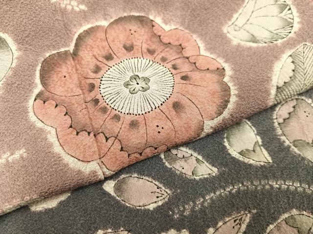 平和屋着物●訪問着　辻が花　絞り　真赭色　鈴乃屋扱い　正絹　逸品　AABA1255ph