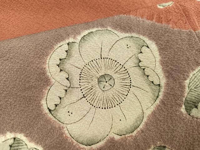平和屋着物●訪問着　辻が花　絞り　真赭色　鈴乃屋扱い　正絹　逸品　AABA1255ph