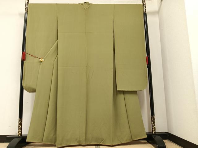 平和屋着物●豪華振袖 色無地 黄海松茶色 正絹 逸品 AABA1257ph