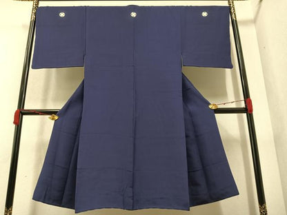 平和屋着物●男性 色紋付 羽織セット 着物：青褐色 羽織：褐色 正絹 逸品 AABA1278ph