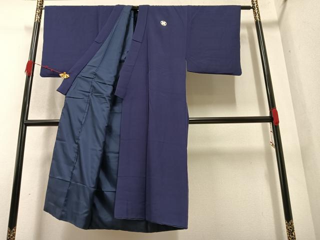 平和屋着物●男性 色紋付 羽織セット 着物：青褐色 羽織：褐色 正絹 逸品 AABA1278ph