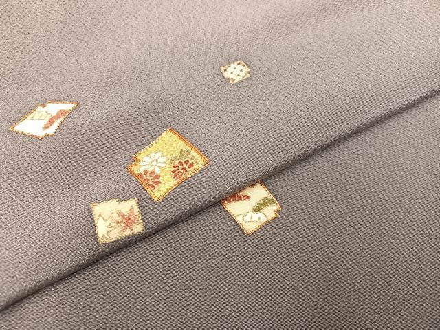 平和屋着物●訪問着 駒刺繍 色紙草花文 金彩 正絹 逸品 AABA1282ph
