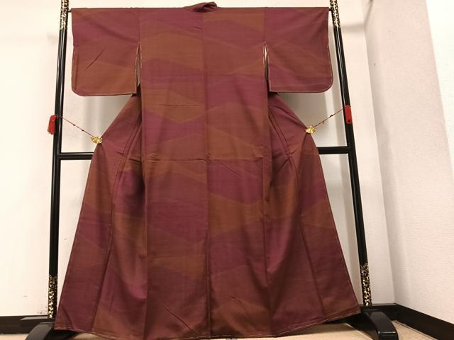 平和屋着物●上質な紬 幾何学文様 正絹 逸品 未使用 AABA1284ph