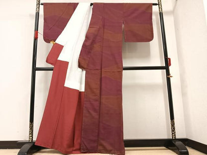 平和屋着物●上質な紬 幾何学文様 正絹 逸品 未使用 AABA1284ph
