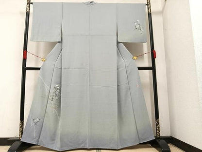 平和屋着物●十日町 名門 滝泰謹製 訪問着 絞り 草花文 暈し染め 金彩 正絹 逸品 AABA1291ph
