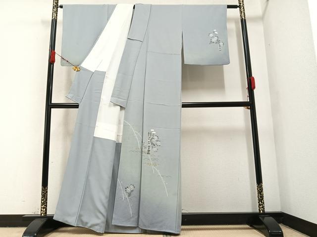平和屋着物●十日町 名門 滝泰謹製 訪問着 絞り 草花文 暈し染め 金彩 正絹 逸品 AABA1291ph