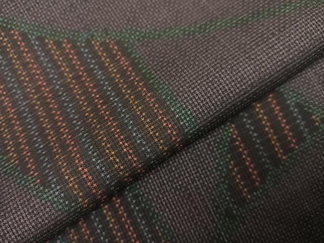 平和屋着物●本場大島紬　一元7マルキ　幾何学文様　正絹　逸品　AABA1301ph