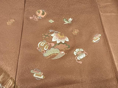 平和屋着物●訪問着 絞り 刺繍 宝尽くし 金銀彩 正絹 逸品 AABA1302ph