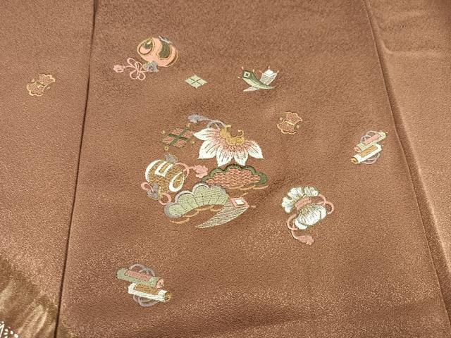 平和屋着物●訪問着 絞り 刺繍 宝尽くし 金銀彩 正絹 逸品 AABA1302ph