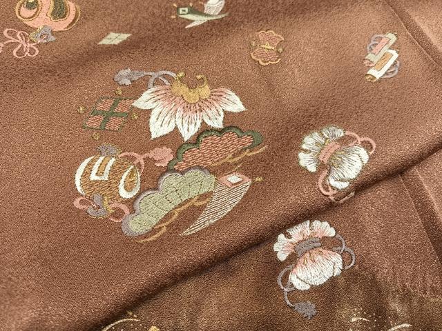 平和屋着物●訪問着 絞り 刺繍 宝尽くし 金銀彩 正絹 逸品 AABA1302ph