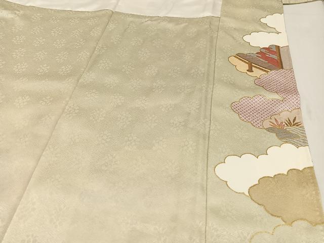 平和屋着物●訪問着　駒刺繍　草花宝尽くし　金彩　正絹　逸品　AABG3451ph