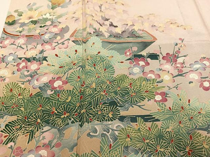 平和屋着物●豪華色留袖　胴抜き仕立て　友禅　作家物　草花文　正絹　逸品　AABA1313ph