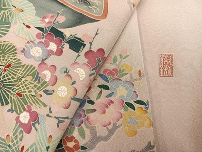 平和屋着物●豪華色留袖　胴抜き仕立て　友禅　作家物　草花文　正絹　逸品　AABA1313ph