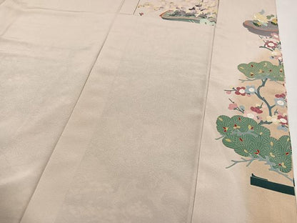 平和屋着物●豪華色留袖　胴抜き仕立て　友禅　作家物　草花文　正絹　逸品　AABA1313ph
