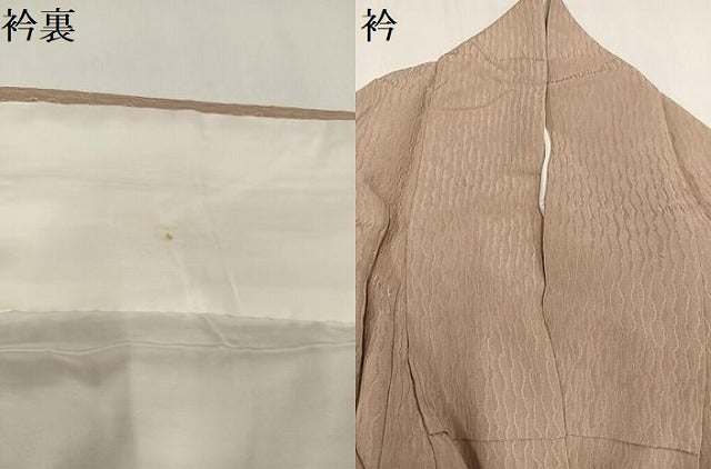 平和屋着物●上質な色無地　変わり縞地紋　枯色　正絹　逸品　AABA1316ph