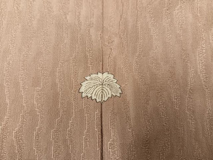 平和屋着物●上質な色無地　変わり縞地紋　枯色　正絹　逸品　AABA1316ph