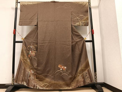 平和屋着物●訪問着 草花文 暈し染め 金彩 正絹 逸品 AABA1319ph