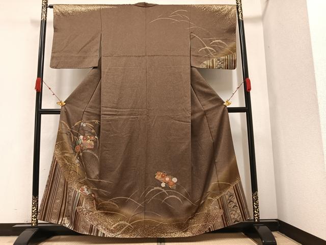 平和屋着物●訪問着 草花文 暈し染め 金彩 正絹 逸品 AABA1319ph