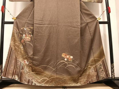 平和屋着物●訪問着 草花文 暈し染め 金彩 正絹 逸品 AABA1319ph