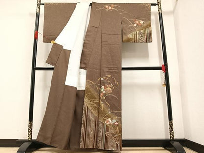 平和屋着物●訪問着 草花文 暈し染め 金彩 正絹 逸品 AABA1319ph