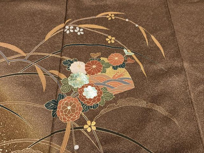 平和屋着物●訪問着 草花文 暈し染め 金彩 正絹 逸品 AABA1319ph