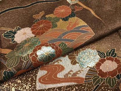 平和屋着物●訪問着 草花文 暈し染め 金彩 正絹 逸品 AABA1319ph