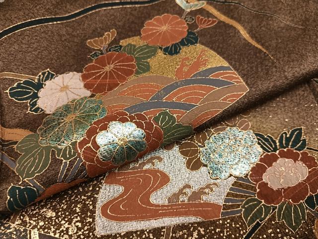 平和屋着物●訪問着 草花文 暈し染め 金彩 正絹 逸品 AABA1319ph