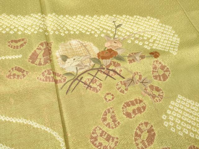 平和屋着物●訪問着 絞り 刺繍 花籬文 金彩 正絹 逸品 AABA1342ck