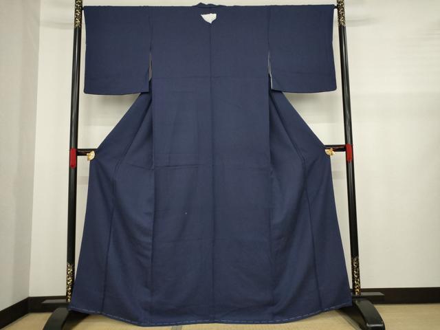 平和屋着物●本藍 色無地 青褐色 正絹 逸品 AABA1344ck