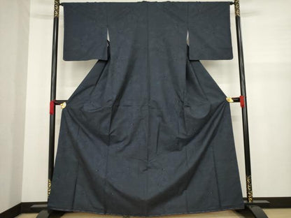 平和屋着物●本場大島紬 カタス7マルキ 花尽くし 黒地 正絹 逸品 AABA1351ck