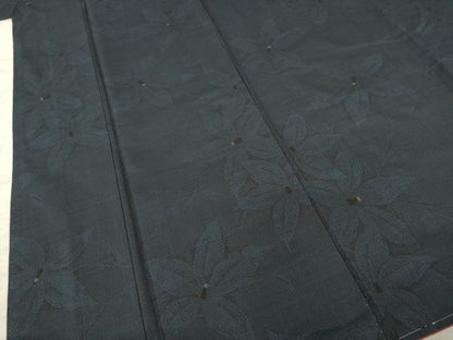 平和屋着物●本場大島紬 カタス7マルキ 花尽くし 黒地 正絹 逸品 AABA1351ck