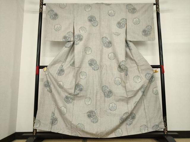 平和屋着物●上質な紬 雪輪花文 正絹 逸品 AABA1354ck