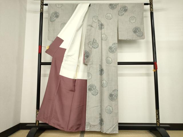 平和屋着物●上質な紬 雪輪花文 正絹 逸品 AABA1354ck