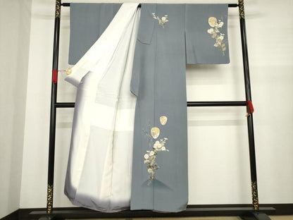 平和屋着物●十日町友禅作家 阿部佳雪 訪問着 草花文 金彩 さが美扱い 正絹 逸品 AABA1355ck