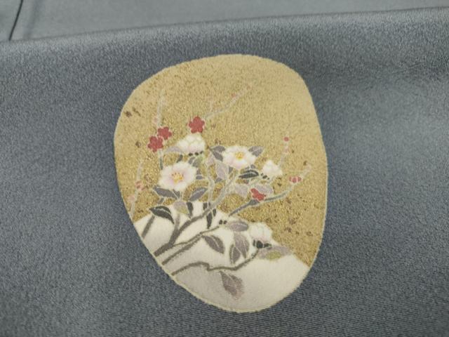 平和屋着物●十日町友禅作家 阿部佳雪 訪問着 草花文 金彩 さが美扱い 正絹 逸品 AABA1355ck