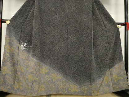 平和屋着物●訪問着 刺繍 草花文 正絹 逸品 AABA1358ck
