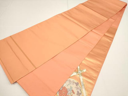 平和屋着物▼総刺繍 袋帯 草花丸文 金銀糸 正絹 逸品 AABA1446wj