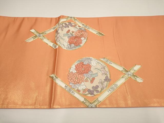 平和屋着物▼総刺繍 袋帯 草花丸文 金銀糸 正絹 逸品 AABA1446wj