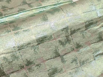 平和屋着物▼全通柄袋帯 市松文 銀糸 正絹 逸品 AABA1453wj