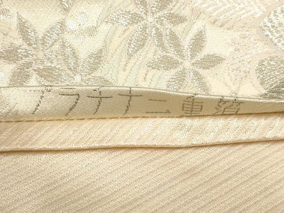 平和屋着物▼両面六通柄袋帯　宴寿孔雀文　プラチナ二重箔　銀糸　正絹　逸品　AABA1598wj