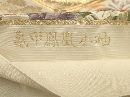 平和屋着物▼六通柄袋帯　亀甲鳳凰小袖　金糸　正絹　逸品　AABA1645wj