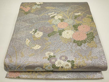 平和屋着物▼六通柄袋帯　琳派絵図　道長流水文　金銀糸　正絹　逸品　AABA1673wj