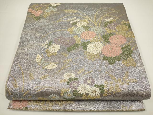 平和屋着物▼六通柄袋帯　琳派絵図　道長流水文　金銀糸　正絹　逸品　AABA1673wj